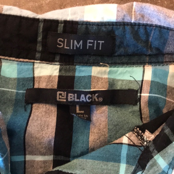 Black Label Slim Fit Men’s Plaid Shirt - Picture 4 of 6